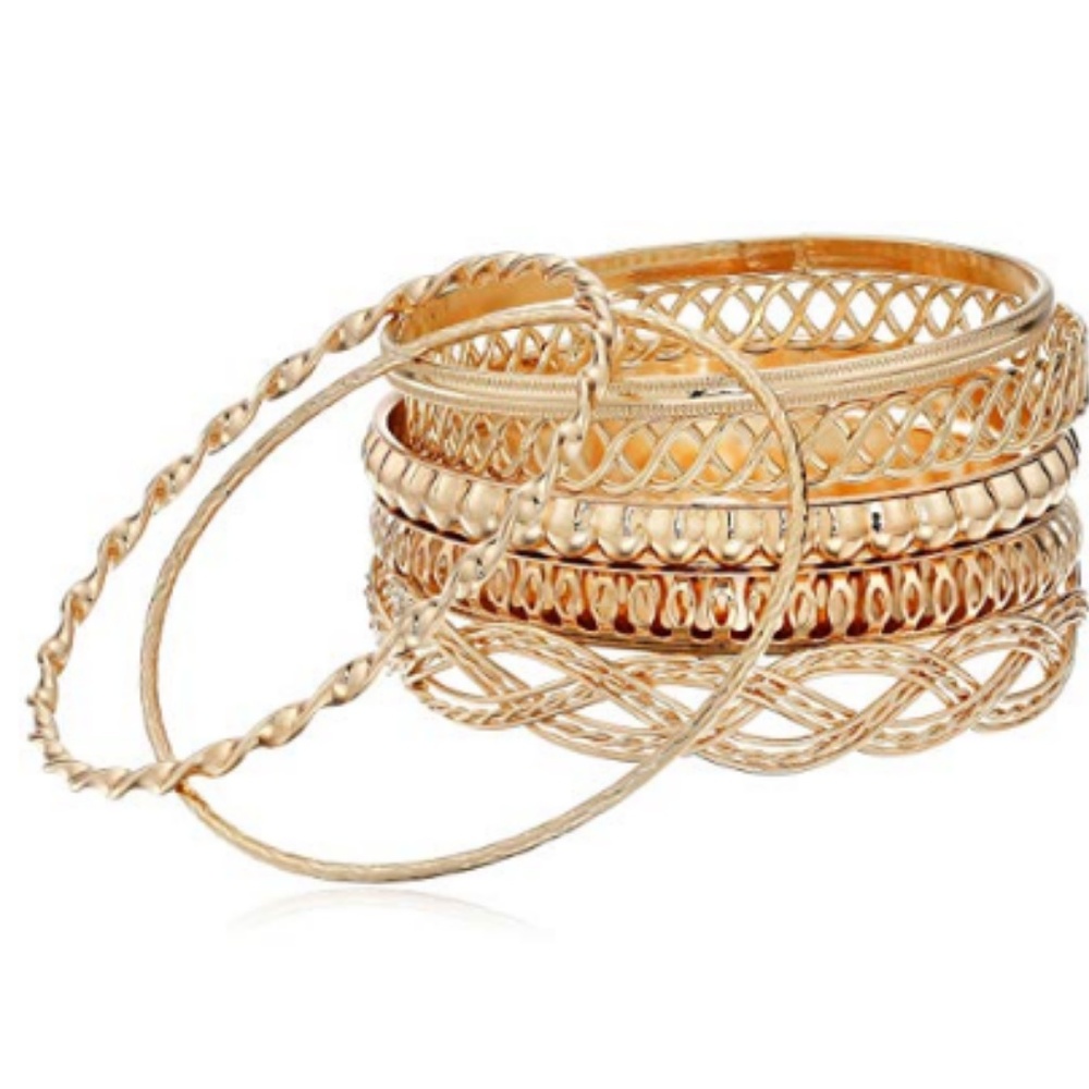 GUESS Womens Six Piece Textured Bangle Set